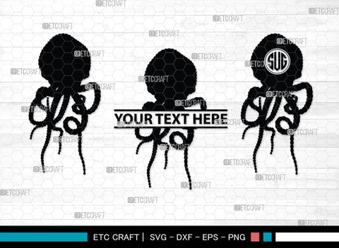 Octopus Monogram, Octopus Silhouette, Octopus SVG, Squid Svg, Kraken Svg, Octopus Tentacles Svg, Sea Animal Svg, SB00296 SVG ETC Craft 