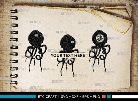 Octopus Monogram, Octopus Silhouette, Octopus SVG, Squid Svg, Kraken Svg, Octopus Tentacles Svg, Sea Animal Svg, SB00296 SVG ETC Craft 