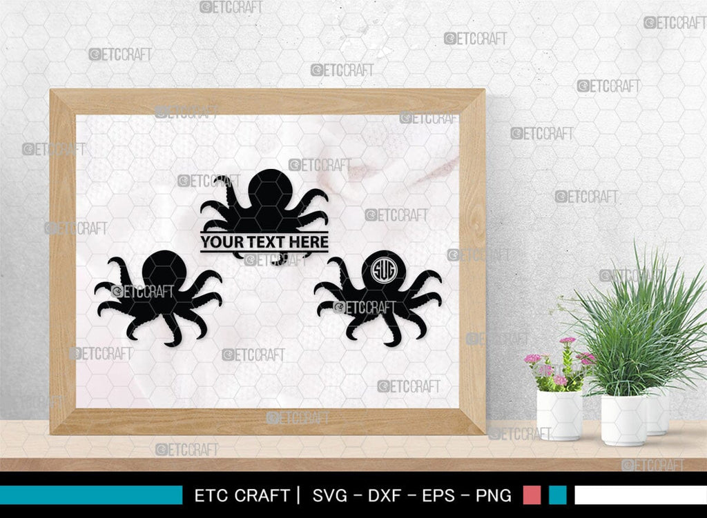 Octopus Monogram Octopus Monogram, Octopus Silhouette, Octopus SVG, Squid Svg, Kraken ...