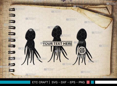 Octopus Monogram, Octopus Silhouette, Octopus SVG, Squid Svg, Kraken Svg, Octopus Tentacles Svg, Sea Animal Svg, SB00296 SVG ETC Craft 