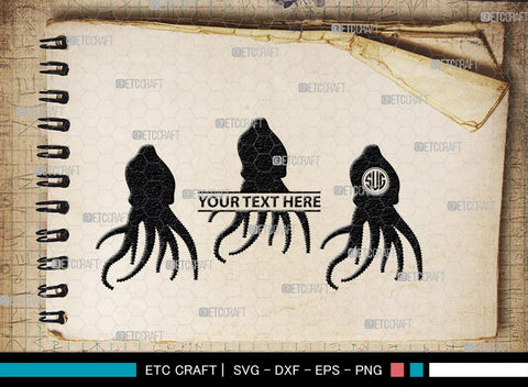 Octopus Monogram, Octopus Silhouette, Octopus SVG, Squid Svg, Kraken Svg, Octopus Tentacles Svg, Sea Animal Svg, SB00296 SVG ETC Craft 
