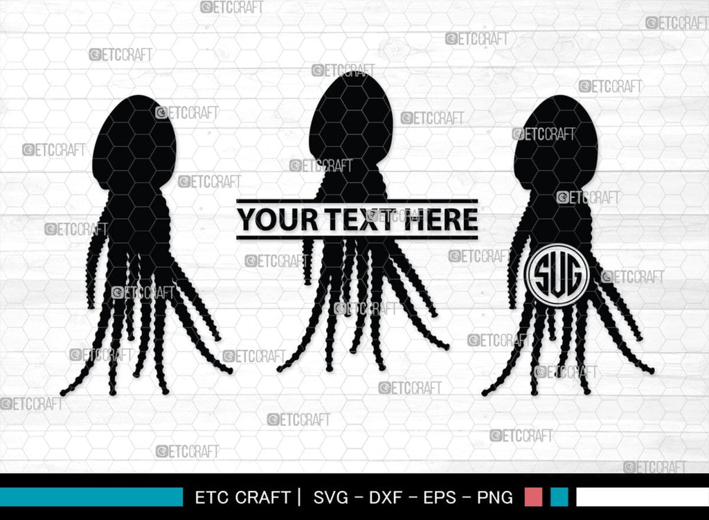 Octopus Monogram Octopus Monogram, Octopus Silhouette, Octopus SVG, Squid Svg, Kraken ...