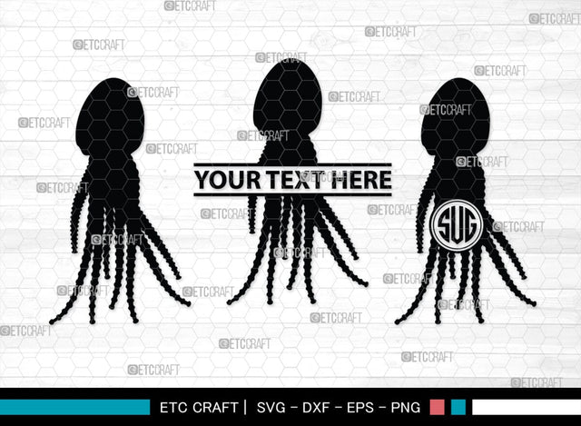 Octopus Monogram, Octopus Silhouette, Octopus SVG, Squid Svg, Kraken Svg, Octopus Tentacles Svg, Sea Animal Svg, SB00296 SVG ETC Craft 