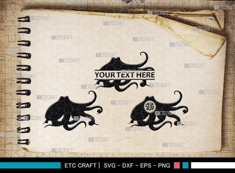 Octopus Monogram, Octopus Silhouette, Octopus SVG, Squid Svg, Kraken Svg, Octopus Tentacles Svg, Sea Animal Svg, SB00296 SVG ETC Craft 
