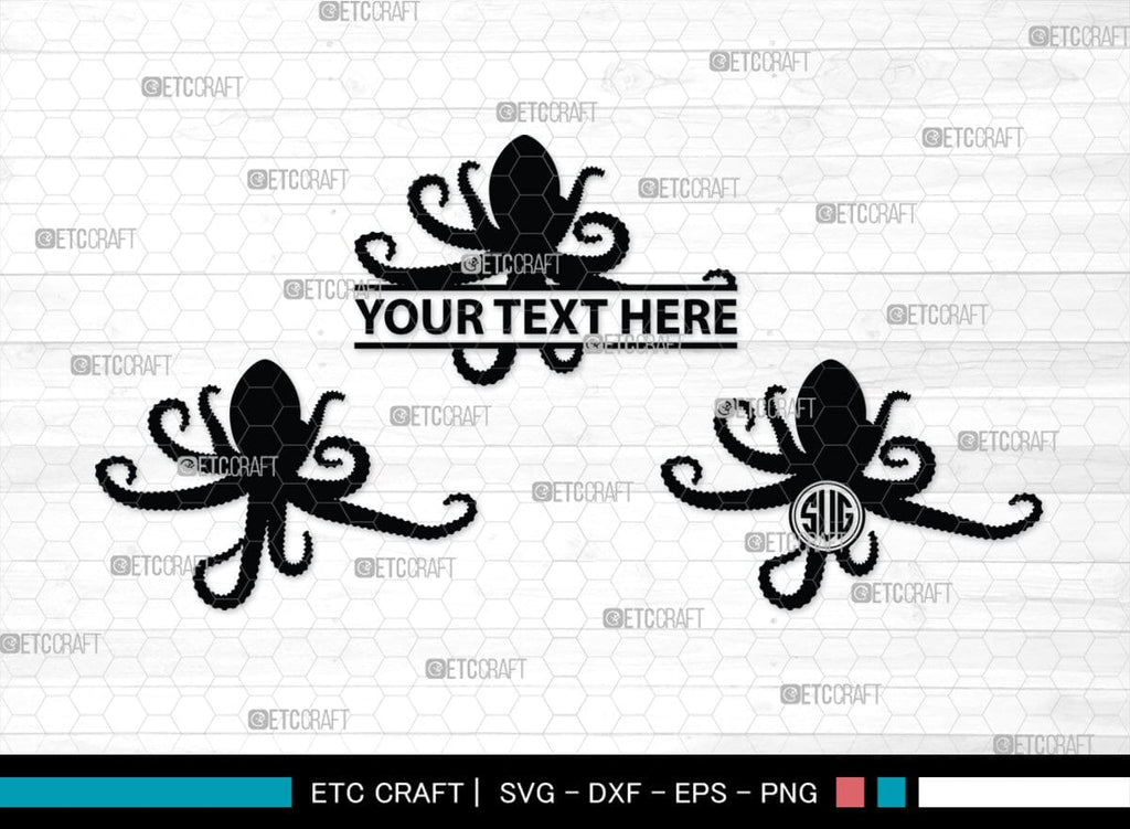 Octopus Monogram Octopus Monogram, Octopus Silhouette, Octopus SVG, Squid Svg, Kraken ...