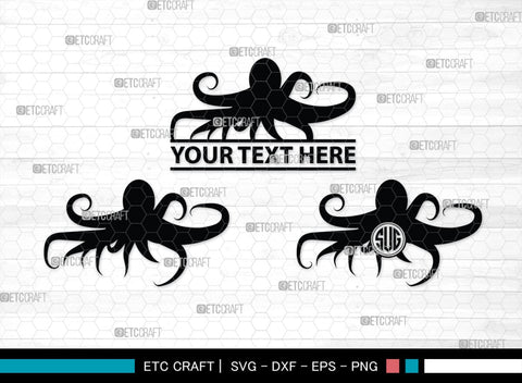 Octopus Monogram, Octopus Silhouette, Octopus SVG, Squid Svg, Kraken Svg, Octopus Tentacles Svg, Sea Animal Svg, SB00296 SVG ETC Craft 
