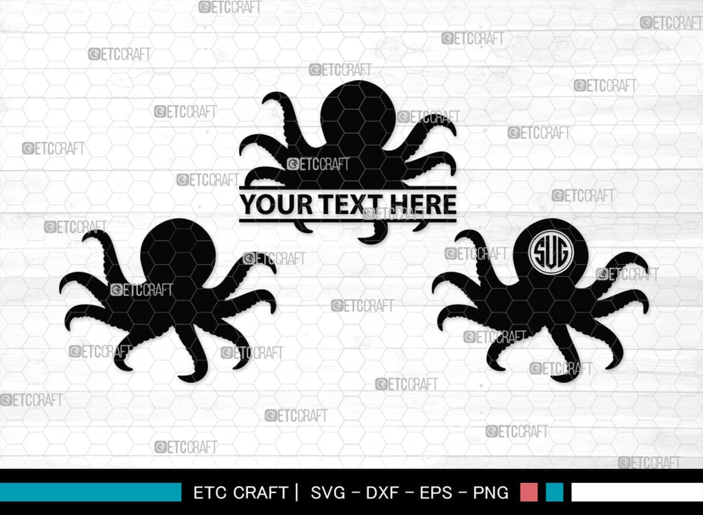 Octopus Monogram Octopus Monogram, Octopus Silhouette, Octopus SVG, Squid Svg, Kraken ...