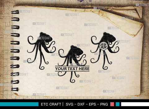 Octopus Monogram, Octopus Silhouette, Octopus SVG, Squid Svg, Kraken Svg, Octopus Tentacles Svg, Sea Animal Svg, SB00296 SVG ETC Craft 