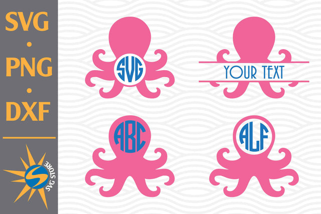 Octopus Monogram SVG, PNG, DXF Digital Files Include SVG SVGStoreShop 