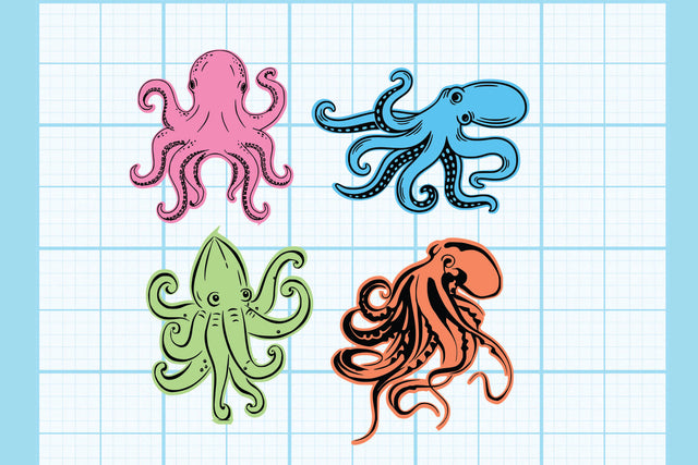 Octopus Sea Set Vector SVG Johan Ru designs 