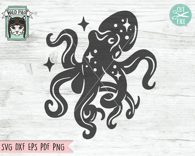 Octopus SVG file, Octopus Cut File, Sea Creatures svg files, Ocean svg files, Galaxy Octopus svg, beach svg, summer cut file, fish svg, kraken svg SVG Wild Pilot 