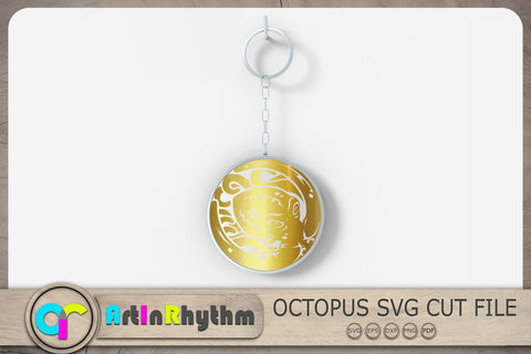 Octopus Svg, Round Octopus Svg, Round Octopus Keychain Svg SVG Artinrhythm shop 
