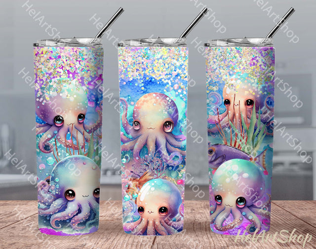 Octopus Tumbler PNG Sublimation, Ocean Tumbler PNG Sublimation _HelArtShop_ 