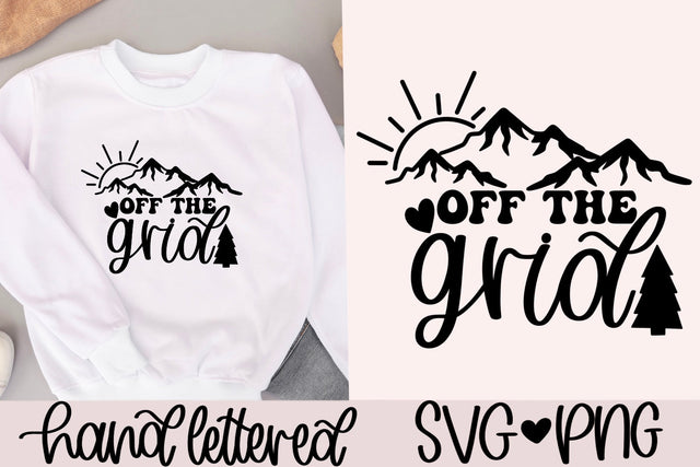 Off the grid svg, mountain svg, camper svg, camping shirt svg, tote bag svg, adventure awaits svg, hand lettered svg, camping vacation svg SVG AnitaAlyiaLettering 