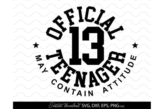 Official Teenager 13th SVG | 13th Birthday Shirt SVG | Happy 13th Birthday SVG March Design Studio 