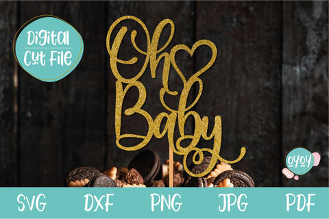 Oh Baby with Heart Cake Topper svg | Baby Shower Cake Topper SVG OyoyStudioDigitals 