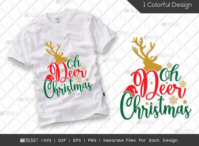 Oh Deer Christmas, deer, christmas deer svg, santa hat svg, santa svg, holiday svg, family christmas, merry christmas svg, christmas svg, svg, cricut, cut file, tshirt design, SVG ETC Craft 