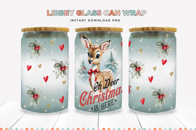 Oh Deer Christmas Libbey Can Sublimation Wrap Sublimation BijouBay 