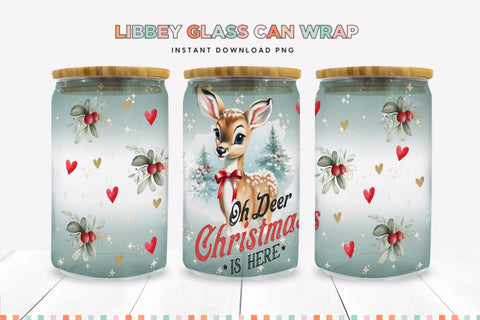 Oh Deer Christmas Libbey Can Sublimation Wrap Sublimation BijouBay 