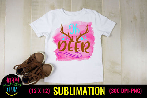 Oh Deer-Christmas Sublimation Design Ideas- Sublimation Sublimation Happy Printables Club 