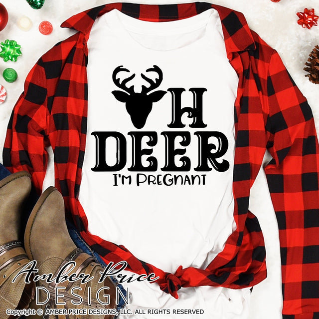 Oh Deer I'm pregnant SVG | Christmas Pregnancy Reveal SVG PNG DXF | Winter Maternity SVG for Christmas SVG Amber Price Design 