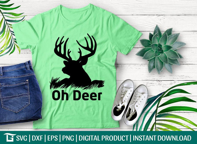 Oh Deer Svg Cut File, Deer Horns Svg, Deer Head Svg Deer Antlers Svg, Tshirt Design, SVG ETC Craft 