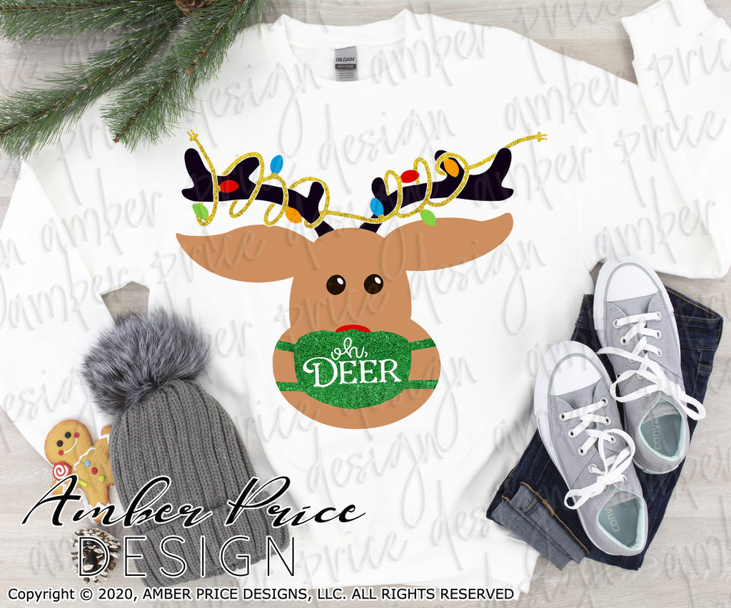 Oh Deer SVG, Reindeer Christmas lights SVG PNG Kid's Christmas SVGs