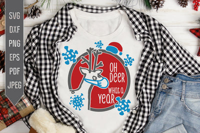 Oh Deer What A Year Svg. Deer With A Mask. Quarantine Svg. Covid 19 Christmas Svg. Funny Christmas Svg. Svg Files For Cricut, Silhouette dxf SVG Mint And Beer Creations 