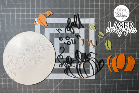 Oh Hello Fall Glowforge SVG | Autumn Pumpkins Laser File SVG Diva Watts Designs 