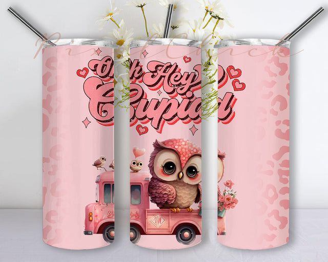 Oh Hey Cupid Tumbler Template, Valentines Day Tumbler Design, Pink Owl Tumbler Png, Pink Leopard Tumbler Wrap, Valentines Digital Design, Digital Download Sublimation PixelChick 