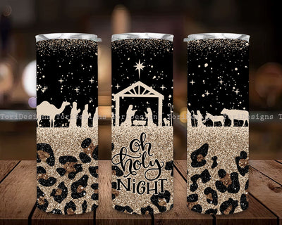 Oh Holy Night Christmas Nativity Scene PNG Sublimation Designs Wrap, Christian Religious Design Png, Christmas Tumbler Wrap PNG Designs Downloads Sublimation ToriDesigns 