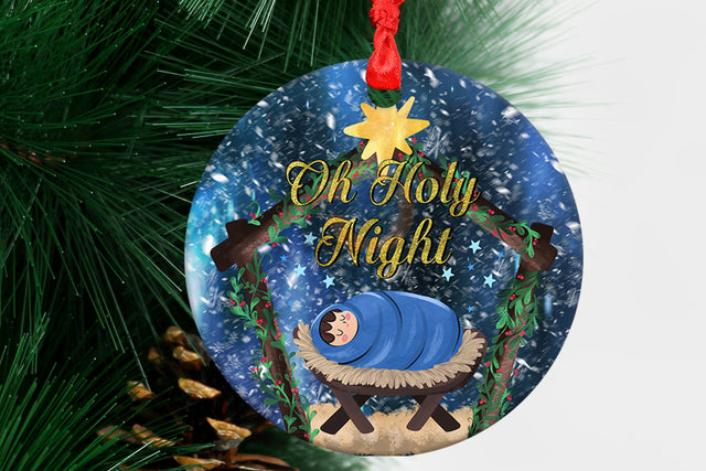 Oh Holy Night Ornament Png Sublimation Design, Merry Christmas Png, Christmas Holy Night Ornament Png,Glitter Ornament Png, Digital Download Sublimation BOO-design 