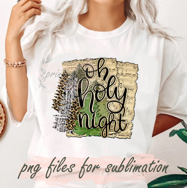 Oh Holy Night Sublimation Png, Christmas Leopard Design Png, Christmas Png, Nativity Png, Christmas Song Png, Design Png, Instant Download Sublimation PrintingLife 
