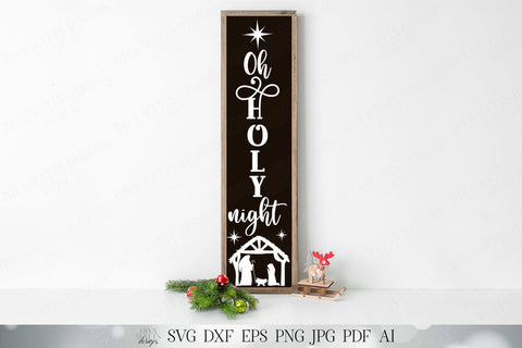 Oh Holy Night | Vertical Sign | Cutting File | SVG DXF JPG and More | Christmas Nativity Scene | Bethlehem Star SVG Diva Watts Designs 