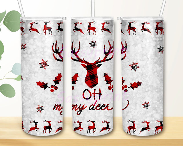 Oh My Deer Christmas Tumbler Wrap Png, 20 Oz Skinny Tumbler, Deer Hunting Tumbler Png, Christmas Tumbler Glitter Sublimation Design Sublimation sassyprint 
