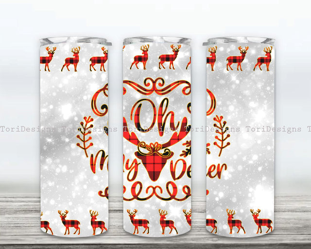 Oh My Deer Christmas Tumbler Wrap Png, 20 Oz Skinny Tumbler, Winter Tumbler Wrap, Christmas Tumbler PNG, Xmas Tumbler PNG, Deer Hunting Tumbler Png, Christmas Tumbler Glitter Sublimation Design Sublimation ToriDesigns 