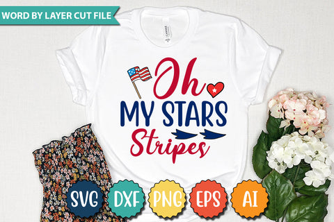 Oh My Stars Stripes SVG Cut File,SVGs,quotes-and-sayings,food-drink,mini-bundles,print-cut,on-sale,Clipart Clip Art Sublimation or Vinyl Shirt Design SVG DesignPlante 503 