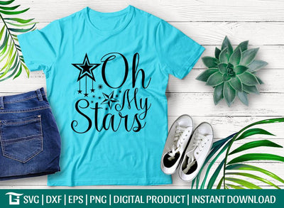 Oh My Stars Svg Cut File, Patriotic Svg, Indpendence Day Svg, Hand Lettered Svg, Tshirt Design, SVG ETC Craft 