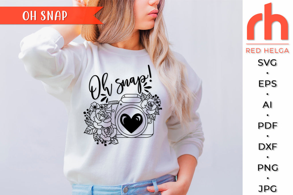 Oh snap SVG - Floral Camera Cut File - So Fontsy