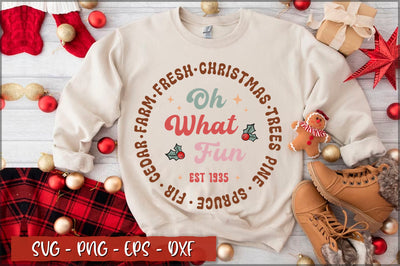 Oh what fun Farm fresh christmas trees pine. spruce. fir. cedar est 1935 SVG SVG Shetara Begum 