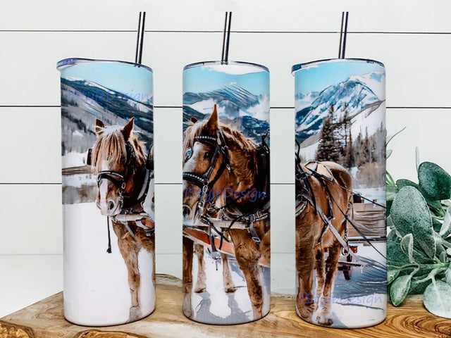 Oil paint Horse 20oz Skinny Tumbler Sublimation Designs for Straight Tapered Tumbler Design - PNG Digital Download Sublimation iStyleDesign 
