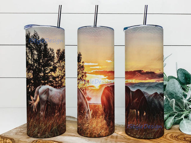Oil paint Horse skinny tumbler design Sublimation 20oz Skinny Tumbler Sublimation Designs for Straight Tapered Tumbler Design - PNG Digital Download Sublimation iStyleDesign 