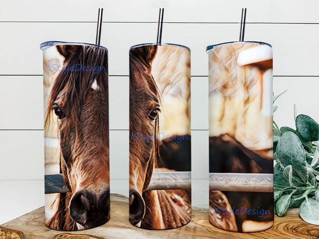 Oil paint Horse skinny tumbler design Sublimation 20oz Skinny Tumbler Sublimation Designs for Straight Tapered Tumbler Design - PNG Digital Download Sublimation iStyleDesign 