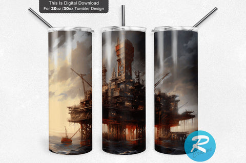 Oil Rig 20 oz / 30 oz Tumbler PNG Sublimation Regulrcrative 