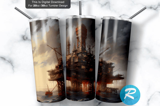 Oil Rig 20 oz / 30 oz Tumbler PNG Sublimation Regulrcrative 