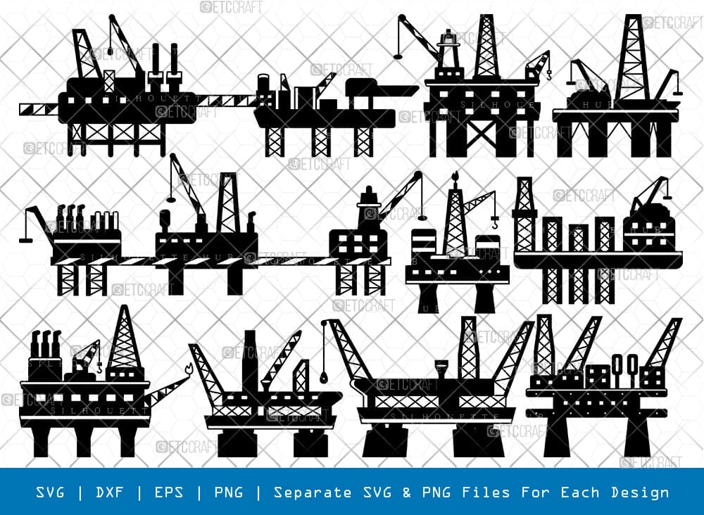 Oil Rig Monogram Oil Rig Silhouette, Oil Rig SVG, Oil Derrick Svg, Oil Well Svg, Oil Rig ...