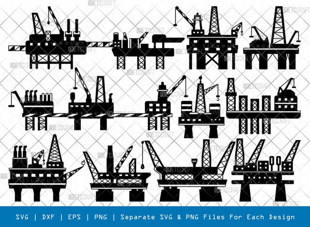 Oil Rig Silhouette, Oil Rig SVG, Oil Derrick Svg, Oil Well Svg, Oil Rig Bundle, SB00812 SVG ETC Craft 