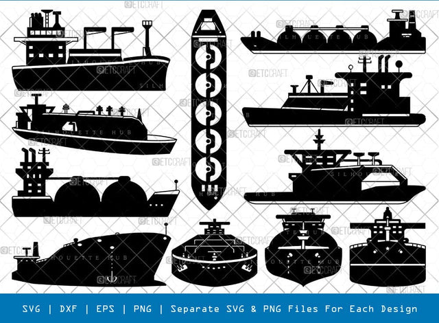Oil Tank Ship Silhouette, Oil Tank Ship SVG, Oil Tanker Ship Svg, Oil Tanker Cargo Svg, Oil Tank Ship Bundle, SB00814 SVG ETC Craft 