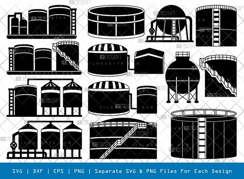 Oil Tank Storage Silhouette, Oil Tank Storage SVG, Oil Tanker Ship Svg, Oil Tanker Cargo Svg, Oil Tank Storage Bundle, SB00815 SVG ETC Craft 
