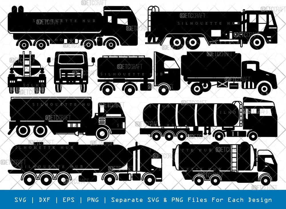 Oil Tank Truck Silhouette, Oil Tank Truck SVG, Oil Tanker Truck Svg ...